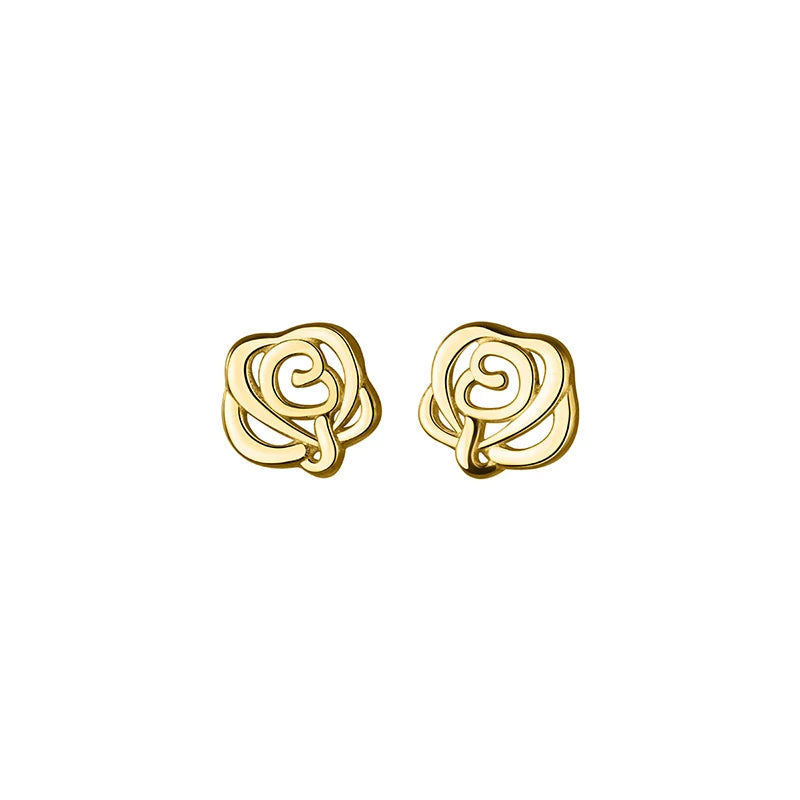 925 Silver Romantic Rose Stud Earrings French Flowers Party Jewelry