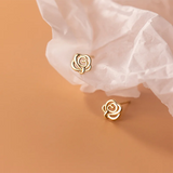 925 Silver Romantic Rose Stud Earrings French Flowers Party Jewelry
