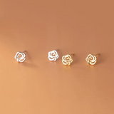 925 Silver Romantic Rose Stud Earrings French Flowers Party Jewelry