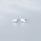 925 Silver Dinosaur Stud Earrings for Women Teen Party Jewelry