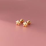 925 Silver Flowers Baby Stud Earrings Minimalist Party Jewelry Gift