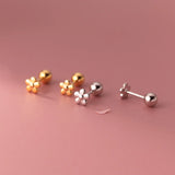 925 Silver Flowers Baby Stud Earrings Minimalist Party Jewelry Gift