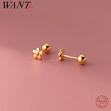 925 Silver Flowers Baby Stud Earrings Minimalist Party Jewelry Gift