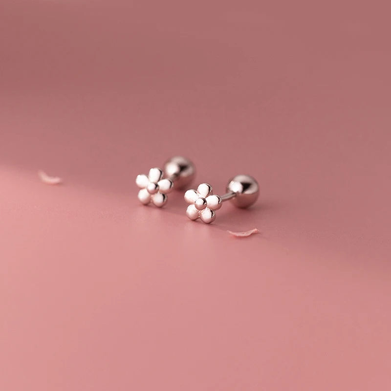 925 Silver Flowers Baby Stud Earrings Minimalist Party Jewelry Gift
