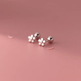 925 Silver Flowers Baby Stud Earrings Minimalist Party Jewelry Gift