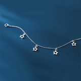 925 Silver Star Cuban Chain Charm Anklet for Women