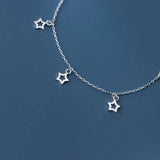 925 Silver Star Cuban Chain Charm Anklet for Women