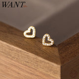 925 Silver Love Heart Mini Stud Earrings for Baby Women Birthday Gift