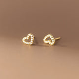 925 Silver Love Heart Mini Stud Earrings for Baby Women Birthday Gift