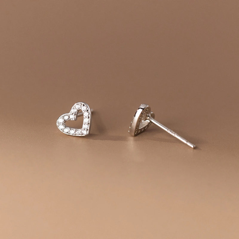 925 Silver Love Heart Mini Stud Earrings for Baby Women Birthday Gift