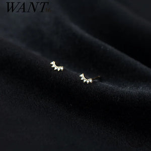 925 Sterling Silver Mini Small Stud Earrings CZ Zircon Jewelry