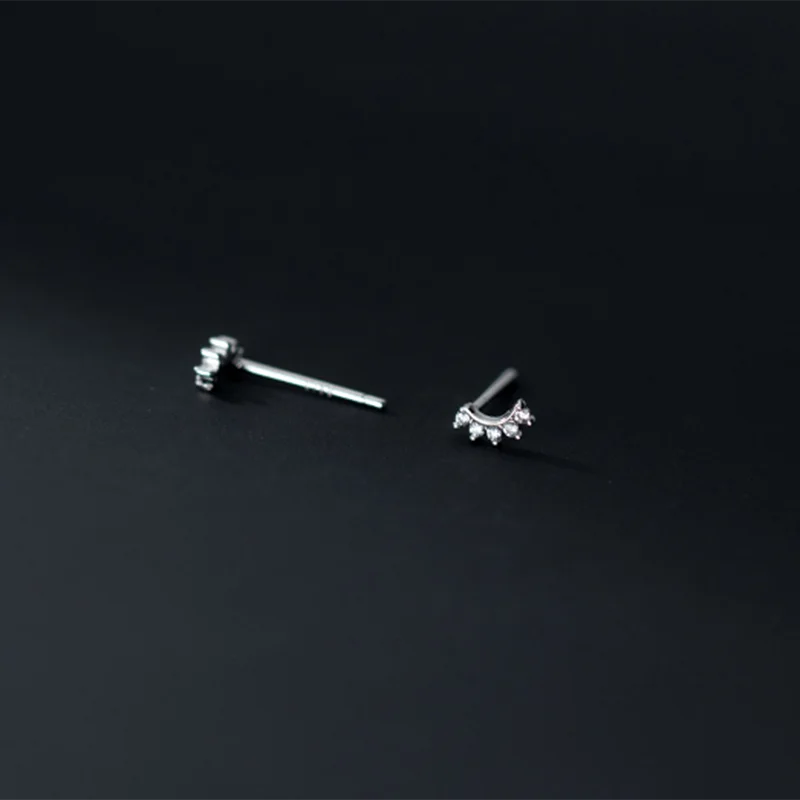 925 Sterling Silver Mini Small Stud Earrings CZ Zircon Jewelry