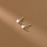 925 Silver Opal Zircon Stud Earrings Women Bone Piercing Jewelry