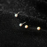925 Silver Opal Zircon Stud Earrings Women Bone Piercing Jewelry