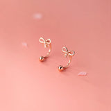 925 Sterling Silver Romantic Bow Thread Beads Earrings for Women