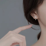 925 Sterling Silver Romantic Bow Thread Beads Earrings for Women
