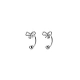 925 Sterling Silver Romantic Bow Thread Beads Earrings for Women