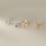 Sterling Silver Clover Opal Stud Earrings Romantic Wedding Jewelry