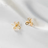 Sterling Silver Clover Opal Stud Earrings Romantic Wedding Jewelry