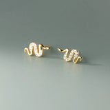 925 Silver Zircon Snake Stud Earrings for Women