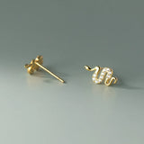925 Silver Zircon Snake Stud Earrings for Women