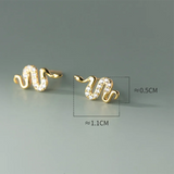 925 Silver Zircon Snake Stud Earrings for Women