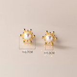 925 Silver Snowflake Pearl Stud Earrings Women Teen Piercing Jewelry