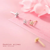 925 Silver Flowers Zircon Stud Earrings Romantic Party Jewelry