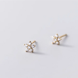 925 Silver Flowers Zircon Stud Earrings Romantic Party Jewelry