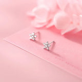 925 Silver Flowers Zircon Stud Earrings Romantic Party Jewelry