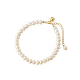 925 Silver Baroque Pearl Bell Chain Bracelet Wedding Jewelry