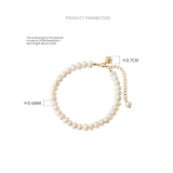 925 Silver Baroque Pearl Bell Chain Bracelet Wedding Jewelry
