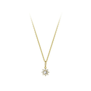 925 Silver Sunflower Zircon Necklace for Women