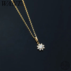 925 Silver Sunflower Zircon Necklace for Women