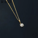 925 Silver Sunflower Zircon Necklace for Women