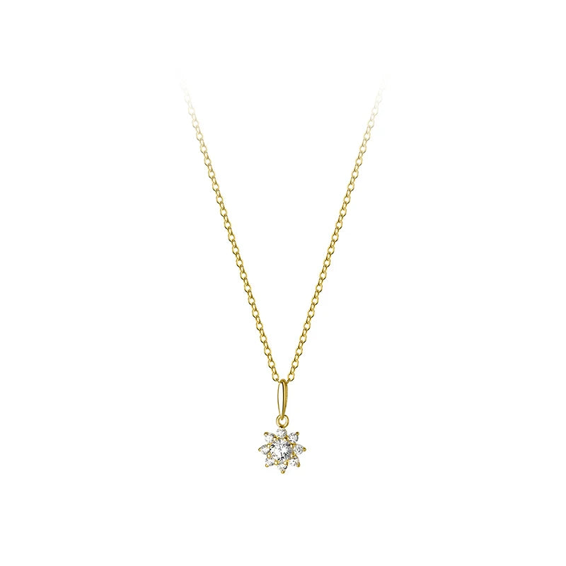 925 Silver Sunflower Zircon Necklace for Women