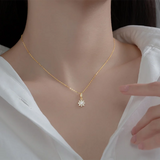 925 Silver Sunflower Zircon Necklace for Women