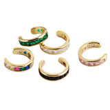 925 Silver Square Zircon Ear Clips for Women No Piercing Cuff