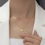 925 Silver Ray Star Pendant Green Zircon Necklace