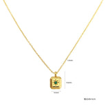 925 Silver Ray Star Pendant Green Zircon Necklace