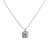 925 Silver Ray Star Pendant Green Zircon Necklace