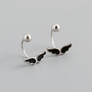 925 Silver Angel Wings Spiral Stud Earrings