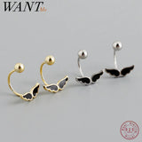 925 Silver Angel Wings Spiral Stud Earrings