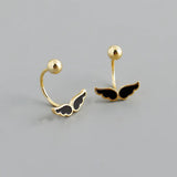 925 Silver Angel Wings Spiral Stud Earrings
