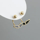 925 Silver Angel Wings Spiral Stud Earrings