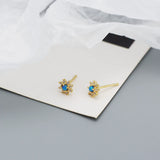 925 Silver Opal Zircon Floral Stud Earrings Romantic Flower Piercing