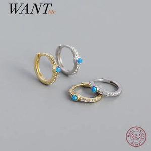 925 Silver Opal Zircon Ear Buckle Earrings for Women