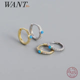 925 Silver Opal Zircon Ear Buckle Earrings for Women