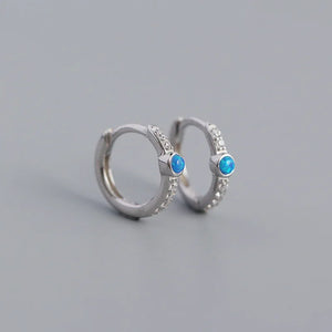 925 Silver Opal Zircon Ear Buckle Earrings for Women