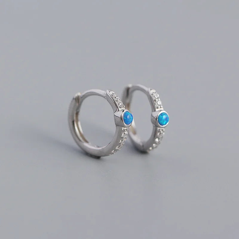 925 Silver Opal Zircon Ear Buckle Earrings for Women